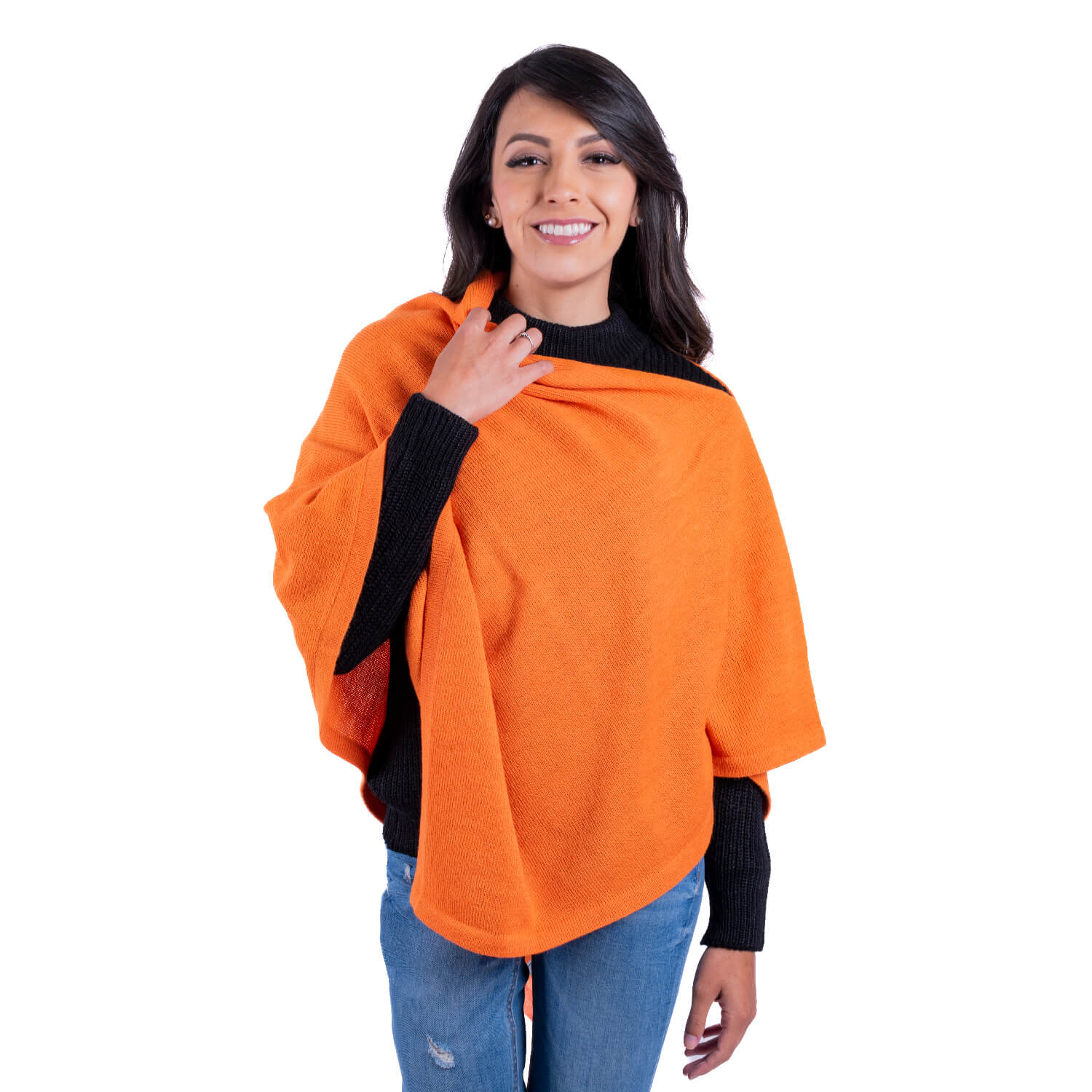 Invisible World Poncho Donna In Lana Di Alpaca Reversibile - Modello Kilim Con Nappe - Morbido E Leggero, Fatto A Mano In Perù - 3